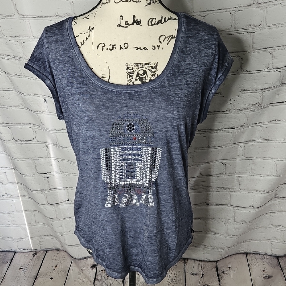 Rock & Republic Charcoal Embellished R2D2 Top Size Small